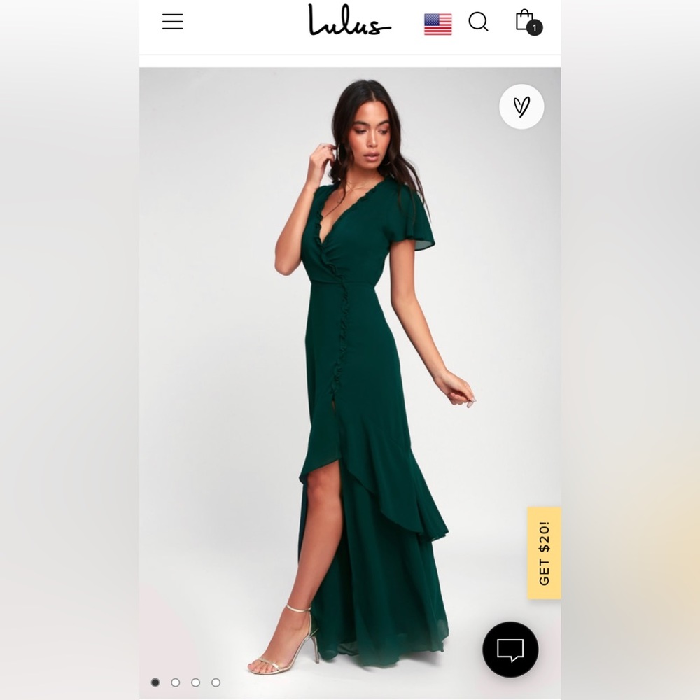 Emerald Green Lulus Bridesmaid Ruffled Backless Maxi Dress